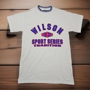 Vintage 90s Wilson Sports T Shirt Mens Small - White Blue Red Sportswear USA New